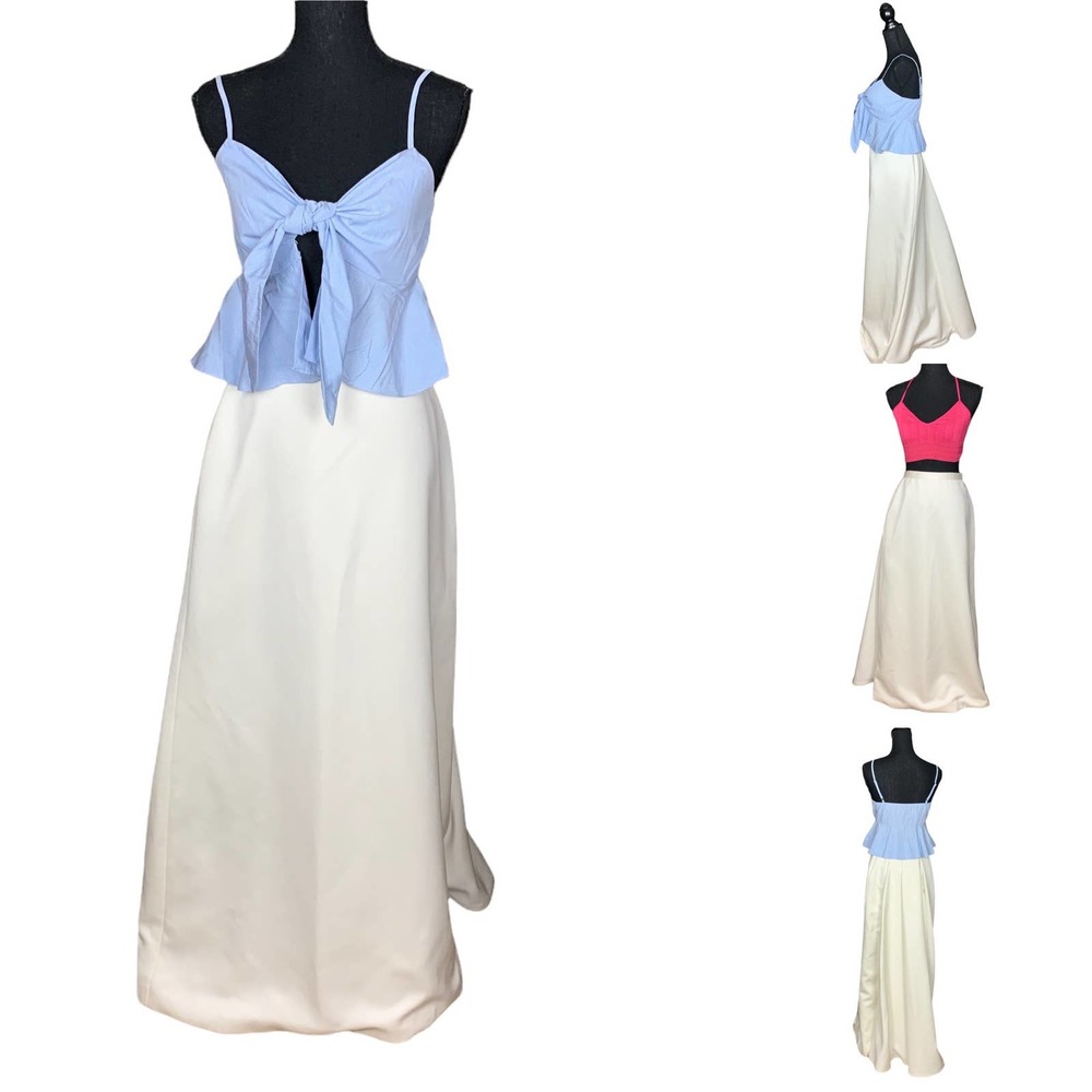 Kay Unger White Formal Maxi Skirt SIZE 8 Full Wedding Bridal Tulle Train Glam